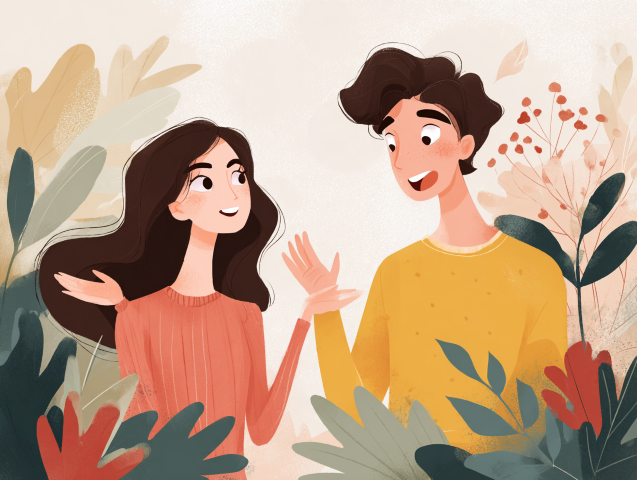 Couple having a calm conversation showing healthy communication